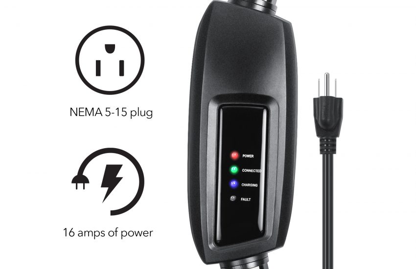 Lectron NEMA 5-15 Level 1 EV Charger – 110V 16 Amp with 21 ft Extension Cord – Compatible with J1772 Evs