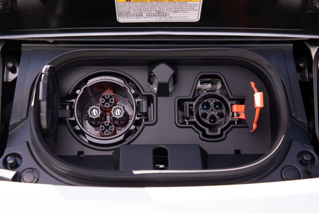 Nissan Leaf charge ports courtesy of Nissan Leaf USA EV Universe